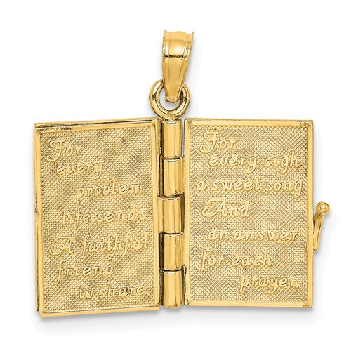 14k Yellow Gold Enamel An Irish Prayer Book with Cross Clover Pendant Charm