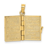 Ladda upp bild till gallerivisning, 14k Yellow Gold Enamel An Irish Prayer Book with Cross Clover Pendant Charm
