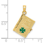 Carica l&#39;immagine nel visualizzatore di Gallery, 14k Yellow Gold Enamel An Irish Prayer Book with Cross Clover Pendant Charm
