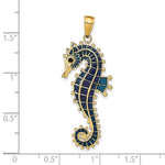 Afbeelding in Gallery-weergave laden, 14k Yellow Gold Enameled Seahorse 3D Pendant Charm
