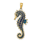 Ladda upp bild till gallerivisning, 14k Yellow Gold Enameled Seahorse 3D Pendant Charm
