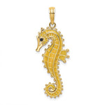 Cargar imagen en el visor de la galería, 14k Yellow Gold Yellow Enamel Seahorse 3D Pendant Charm
