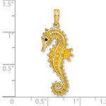 Load image into Gallery viewer, 14k Yellow Gold Yellow Enamel Seahorse 3D Pendant Charm
