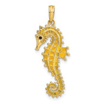 Indlæs billede til gallerivisning 14k Yellow Gold Yellow Enamel Seahorse 3D Pendant Charm
