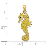 Kép betöltése a galériamegjelenítőbe: 14k Yellow Gold Yellow Enamel Seahorse 3D Pendant Charm
