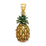 Charger l&#39;image dans la galerie, 14k Yellow Gold Enamel Pineapple 3D Pendant Charm
