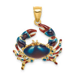 Indlæs billede til gallerivisning 14k Yellow Gold Enamel Blue Crab Pendant Charm
