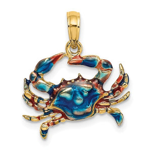 14k Yellow Gold Enamel Blue Crab Pendant Charm – CKL INTERNATIONAL