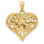 Carregar imagem no visualizador da galeria, 14k Yellow Gold Diamond Cut Puffy Filigree Heart 3D Pendant Charm
