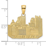 Afbeelding in Gallery-weergave laden, 14k Yellow Gold Pittsburgh Pennsylvania Skyline Pendant Charm

