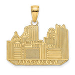 Afbeelding in Gallery-weergave laden, 14k Yellow Gold Pittsburgh Pennsylvania Skyline Pendant Charm
