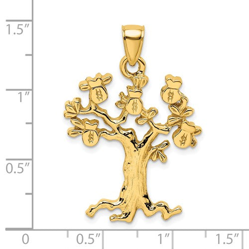 14k Yellow Gold Money Tree Lucky Symbol Large Pendant Charm