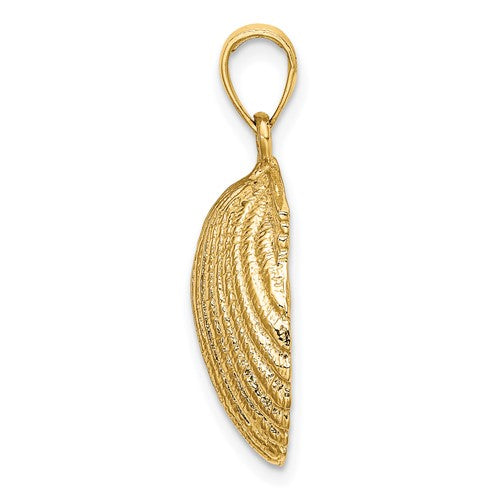 14k Yellow Gold Seashell Scallop Shell Clamshell Pendant Charm