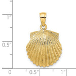 Lataa kuva Galleria-katseluun, 14k Yellow Gold Seashell Scallop Shell Clamshell Pendant Charm
