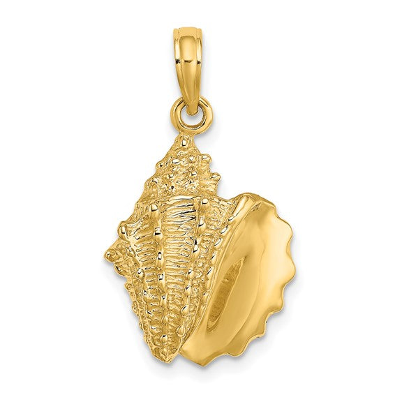 14k Yellow Gold Conch Shell Seashell Pendant Charm