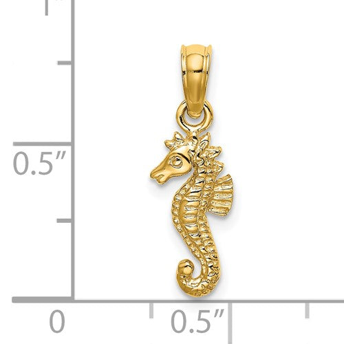 14k Yellow Gold Seahorse Pendant Charm