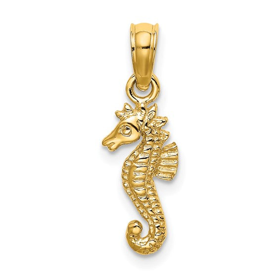 14k Yellow Gold Seahorse Pendant Charm