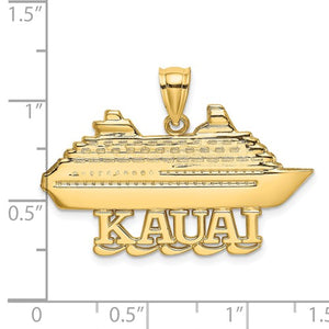 14k Yellow Gold Kauai Hawaii Cruise Ship Travel Pendant Charm