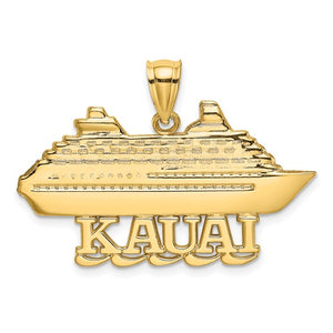 14k Yellow Gold Kauai Hawaii Cruise Ship Travel Pendant Charm