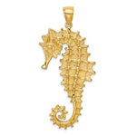 Lataa kuva Galleria-katseluun, 14k Yellow Gold Seahorse 3D Large Pendant Charm
