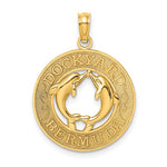 Cargar imagen en el visor de la galería, 14k Yellow Gold Dockyard Bermuda Dolphins Circle Pendant Charm
