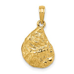 Carica l&#39;immagine nel visualizzatore di Gallery, 14k Yellow Gold Oyster Shell Seashell 3D Pendant Charm
