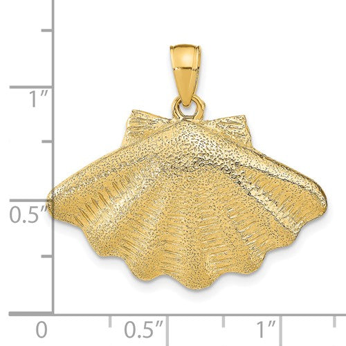 14k Yellow Gold Seashell Scallop Shell Clamshell Pendant Charm