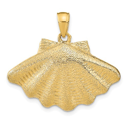 14k Yellow Gold Seashell Scallop Shell Clamshell Pendant Charm