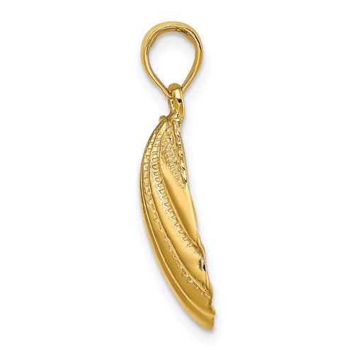 14k Yellow Gold Seashell Scallop Shell Clamshell Pendant Charm