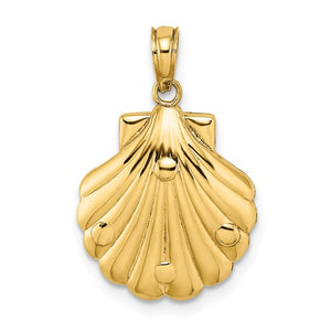 14k Yellow Gold Seashell Scallop Shell Clamshell Starfish Coral Pendant Charm