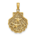 Carregar imagem no visualizador da galeria, 14k Yellow Gold Seashell Scallop Shell Clamshell Starfish Coral Pendant Charm
