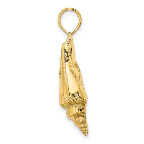 14K Yellow Gold Elongated Conch Shell Seashell Ocean Sea Beach Life Pendant Charm