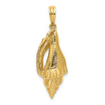 画像をギャラリービューアに読み込む, 14K Yellow Gold Elongated Conch Shell Seashell Ocean Sea Beach Life Pendant Charm
