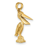 Carregar imagem no visualizador da galeria, 14k Yellow Gold Pelican Bird Moveable Mouth 3D Pendant Charm
