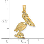 Kép betöltése a galériamegjelenítőbe: 14k Yellow Gold Pelican Bird Moveable Mouth 3D Pendant Charm
