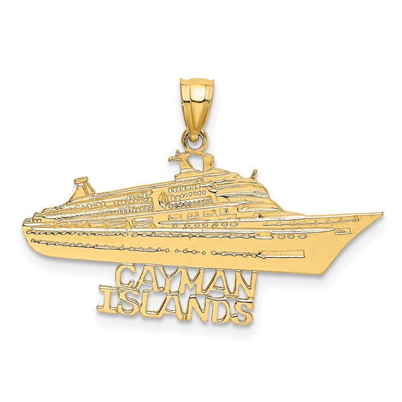 14k Yellow Gold Cayman Islands Cruise Ship Travel Vacation Pendant Charm