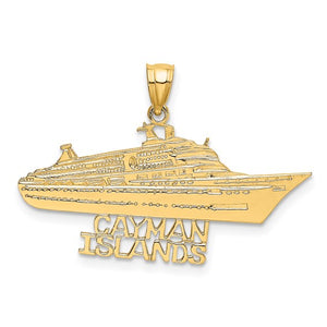 14k Yellow Gold Cayman Islands Cruise Ship Travel Vacation Pendant Charm