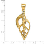 Lataa kuva Galleria-katseluun, 14k Yellow Gold Conch Shell Seashell Cut Out Large Pendant Charm
