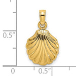 Lataa kuva Galleria-katseluun, 14k Yellow Gold Seashell Clamshell Scallop Shell Pendant Charm
