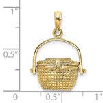 Cargar imagen en el visor de la galería, 14k Yellow Gold Nantucket Basket 3D Pendant Charm

