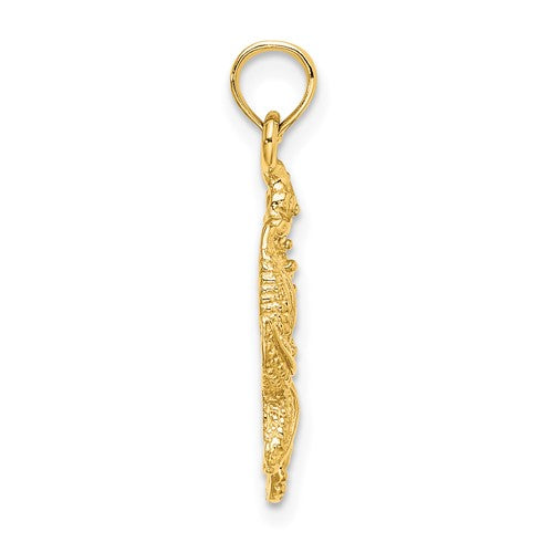 14k Yellow Gold Seahorse Starfish Pendant Charm