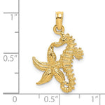 이미지를 갤러리 뷰어에 로드 , 14k Yellow Gold Seahorse Starfish Pendant Charm
