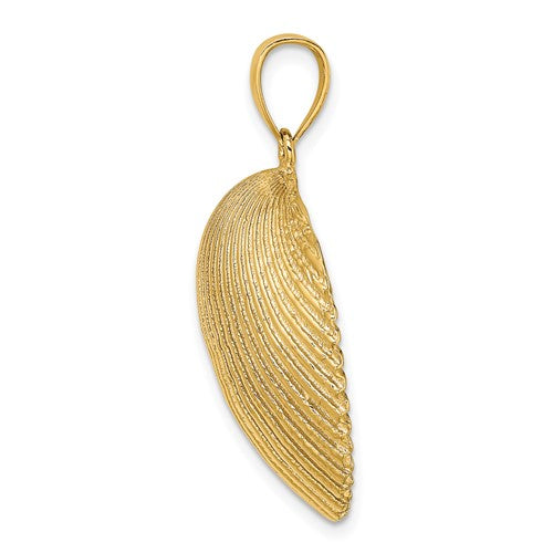 14k Yellow Gold Seashell Scallop Shell Clamshell Pendant Charm