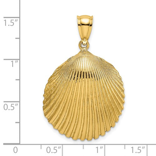 14k Yellow Gold Seashell Scallop Shell Clamshell Pendant Charm