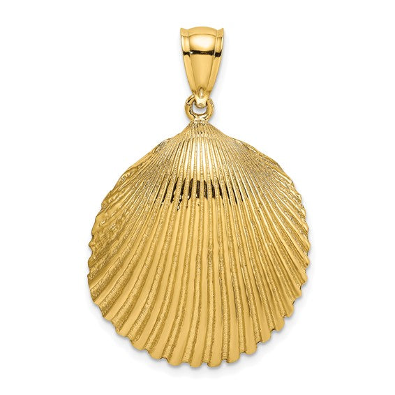 14k Yellow Gold Seashell Scallop Shell Clamshell Pendant Charm