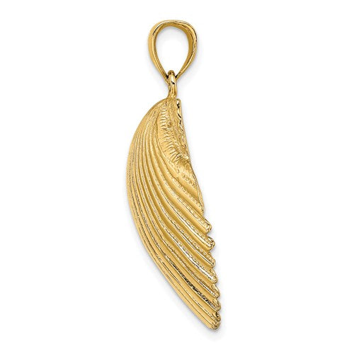 14k Yellow Gold Seashell Scallop Shell Clamshell 3D Pendant Charm