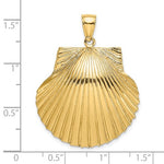 이미지를 갤러리 뷰어에 로드 , 14k Yellow Gold Seashell Scallop Shell Clamshell 3D Pendant Charm
