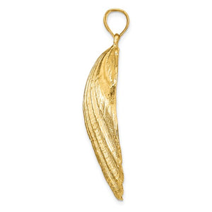 14k Yellow Gold Seashell Scallop Shell Clamshell Large Pendant Charm