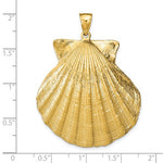 画像をギャラリービューアに読み込む, 14k Yellow Gold Seashell Scallop Shell Clamshell Large Pendant Charm
