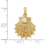 Indlæs billede til gallerivisning 14k Yellow Gold Lions Paw Shell Seashell Scallop Clamshell Pendant Charm
